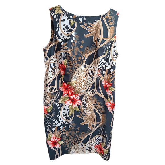 ALYX WOMAN Flattering Dress Plus 20W Floral Black Brown Red Dressy Career Office - Picture 8 of 9